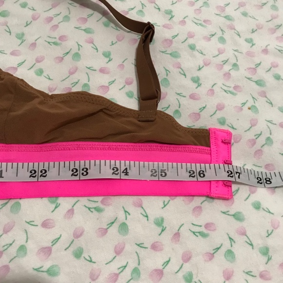 NWT Aerie SMOOTHEZ Mesh Plunge Bralette M Brown Hot Pink - Picture 8 of 8